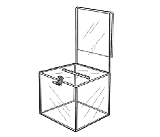 Acrylic Locking Ballot Box, 8 1/2" Square