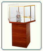 Hexagonal Free Standing Glass Jewelry Display Cases - 35W x 31D x 49H - Exceptional Series