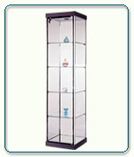 Ready to Ship, Square Tower Display Cases - 18.5W x 18.5D x 77H - Exceptional Series, Available in Black or Light Cherry