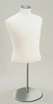 Male Jersey Half Form With Metal Countertop Base And Neck Block-White