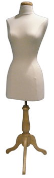 Female 3/4 Body Form w/ Natural Wood Tripod Base