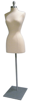 Female 3/4 Body Form w/ Satin Chrome Metal Flat Base - Cream