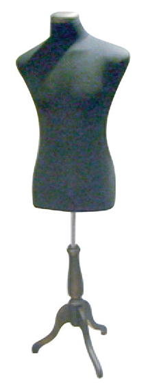 Men's 3/4 Black Dress Form with Wooden Tripod Stand