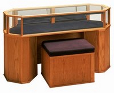 Octagon Wood Glass Jewelry Case