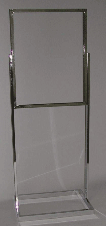 22"w x 28"h Bulletin sign holder rectangular tube with open base - 1 per box - Chrome