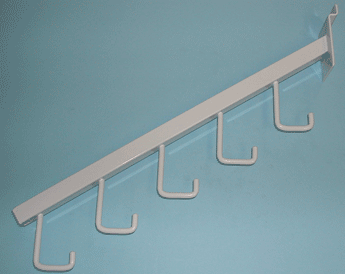 5 hook waterfall square tube for slatwall - 25 per box - White