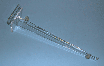Polycarb clear shelf bracket with rubber rest for slatwall - 24 per box - Clear