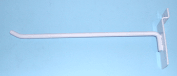 8" hook with 30 degree tip for slatwall - 100 per box - White