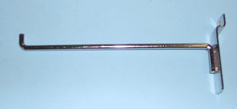 8" hook with 90 degree tip for slatwall - 100 per box - Chrome