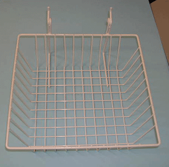 12"l x 12"d x 4"h basket gridwall/slatwall - 6 per box - White
