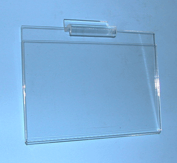 3-1/2"h x 5-1/2"w plexi cardholder for slatwall horizontal - 72 per box - Clear