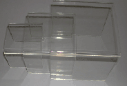 plexi "u" riser set of 3, 1/8" thick  3", 4", 5" - 24 per box - Clear