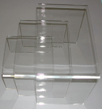 pleix "u" riser set of 3, 1/4" thick plexi  6", 8", 10" - 6 per box - Clear