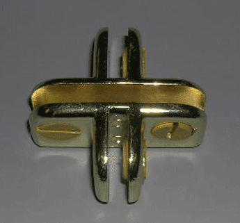 4 way adjustable metal cubbie clip  for 3/16" tempered glass - 200 per box - Brass