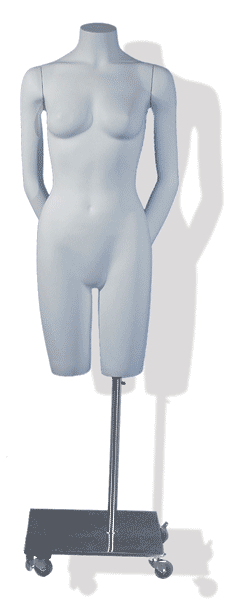White Full-Size Female Display Mannequin Hands Back