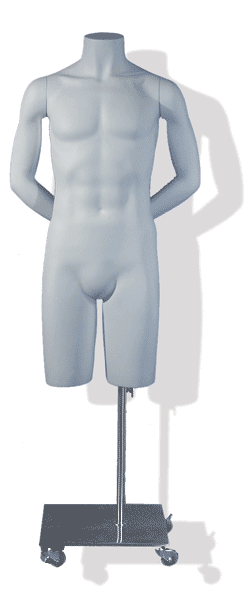 White Full-Size Male Display Mannequin Arms Behind