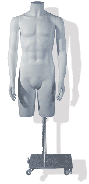 Full Size White Men's Mannequin with Arms at Sides